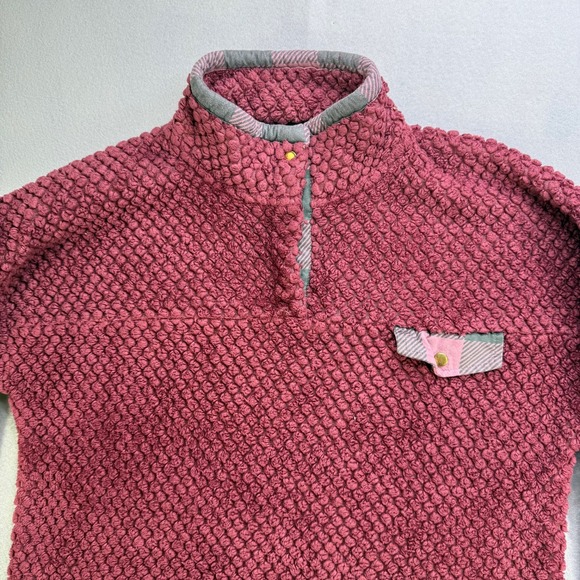 Simply Southern Pullover Fleece Mock Neck Snap Button Pocket Pink‎ Large - Picture 3 of 8